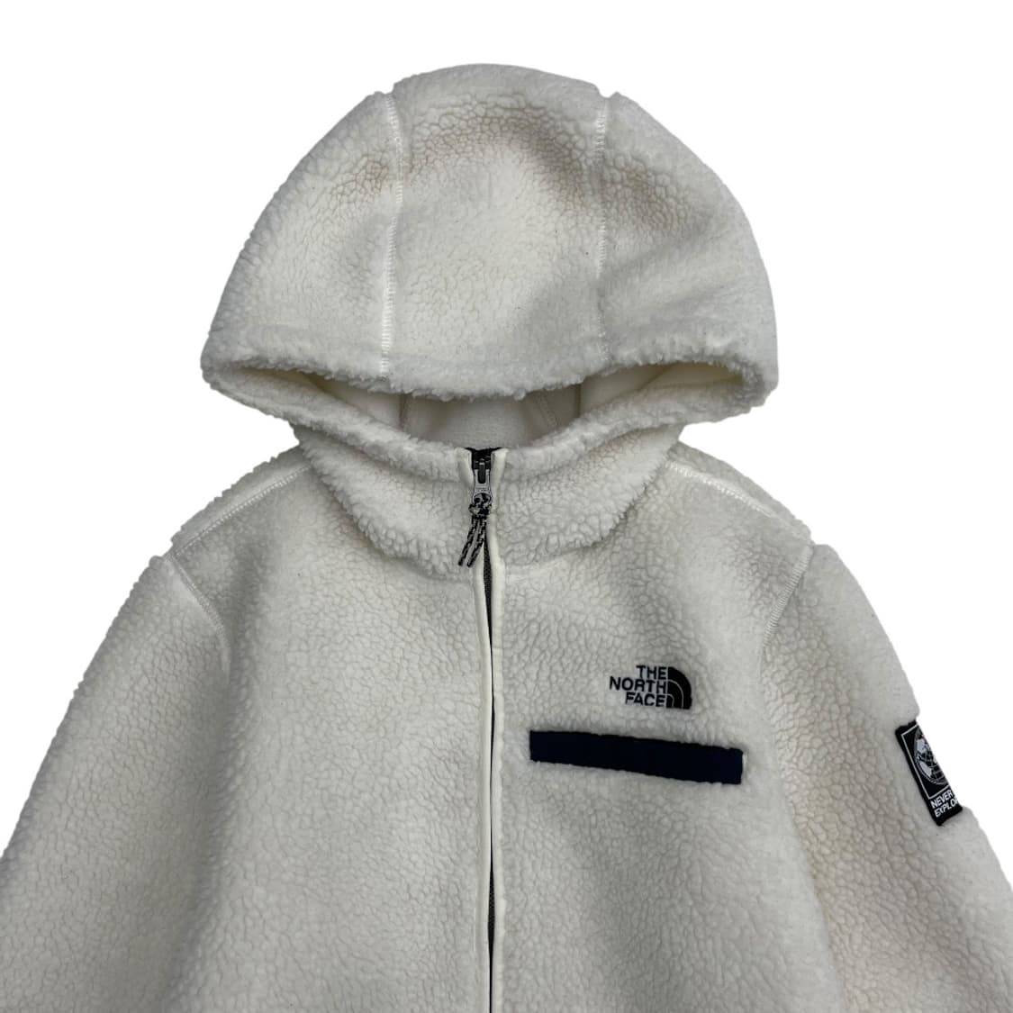 노스페이스 블랙로고 화이트 뽀글이 후드집업 100 상품이미지6