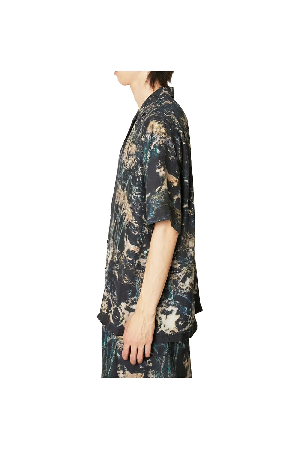 새상품 TAAKK 탁 블랙 실크 오픈 카라셔츠  상품이미지6