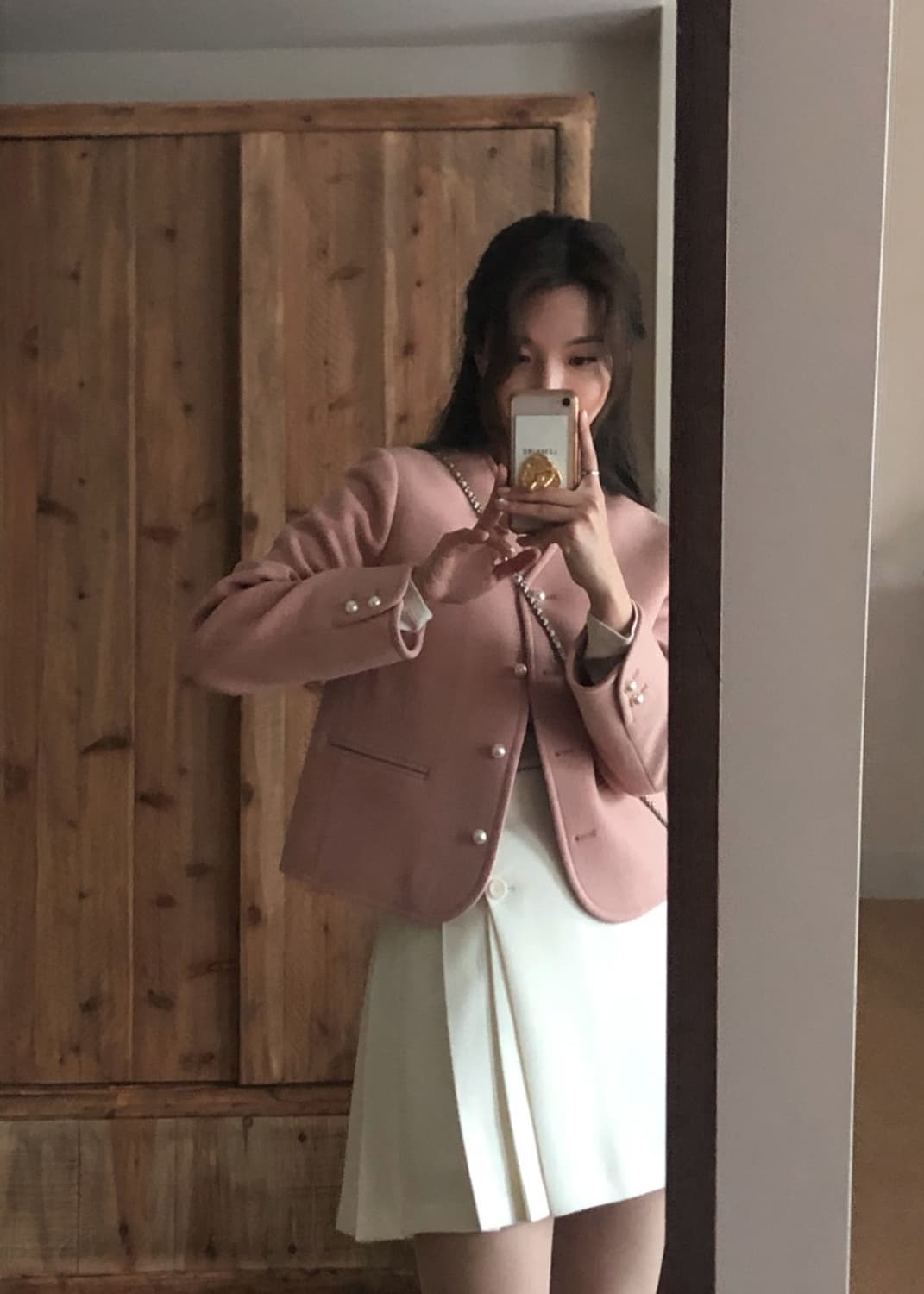 (새상품) 제이투유 펄블레어 트위드 자켓 코랄핑크 상품이미지9