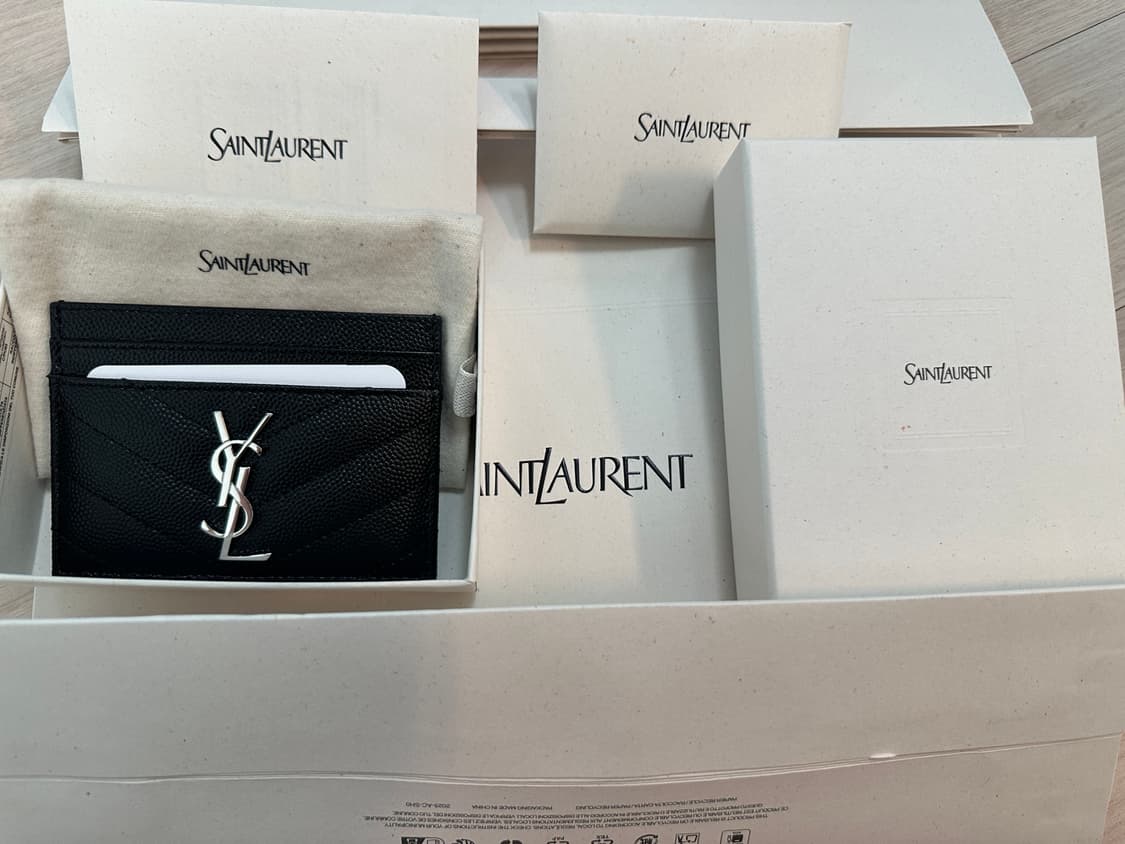 생로랑 카드지갑 블랙 캐비어 풀박스 상품이미지1