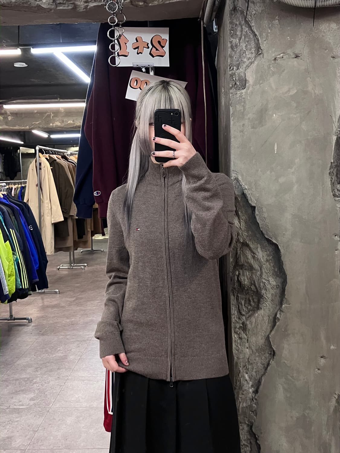 타미힐피거 투웨이 집업 가디건 브라운 XS #csz3539 상품이미지2