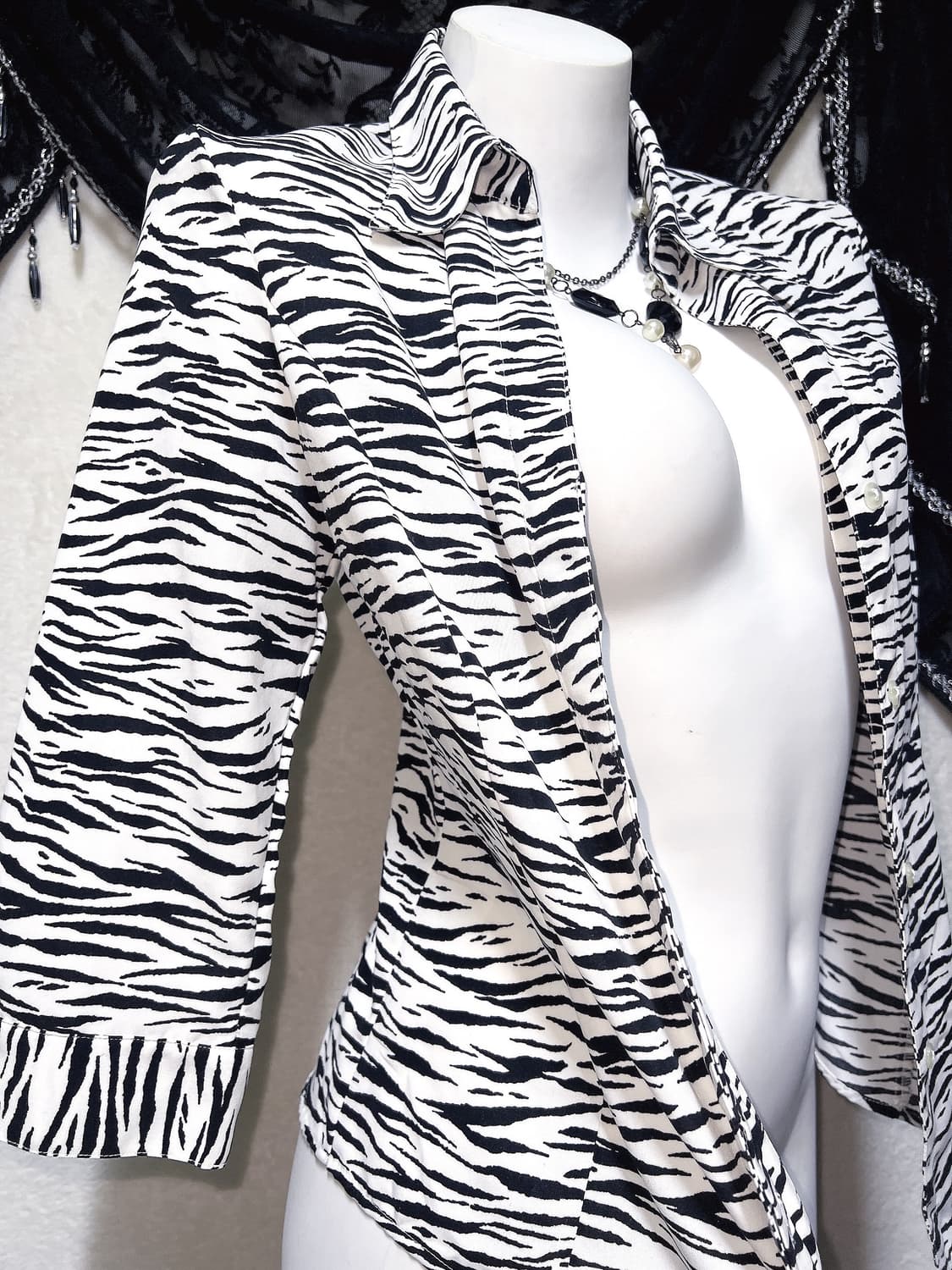 오네갸루 고스펑크 지브라 애니멀패턴 셔츠 블라우스 시부야 핀터 헤이세이 상품이미지7