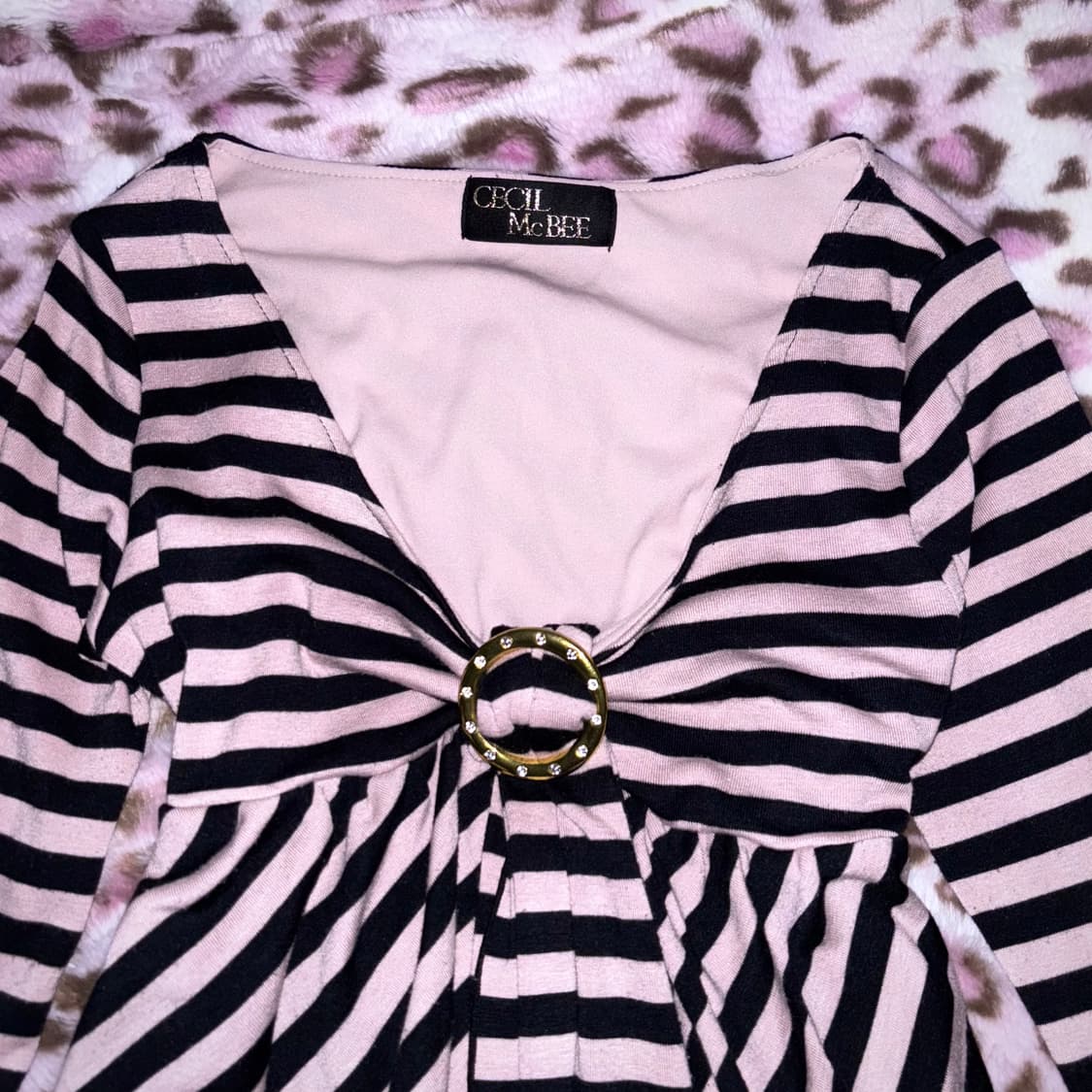 세실맥비 원피스 갸루 핑크 블랙 아게하 버클 큐빅 상품이미지2