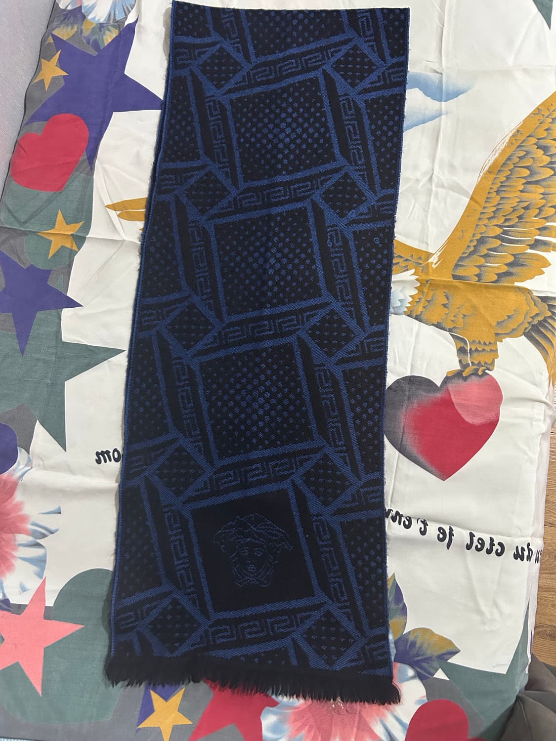 베르사체 울 머플러 블랙/블루 상품이미지2