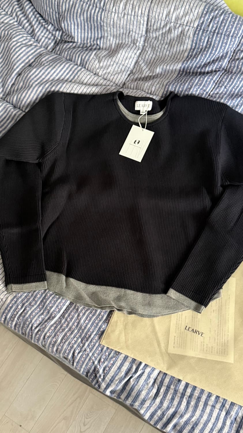 르아브 더블 레이어드 니트 네이비 L 새제품 상품이미지3