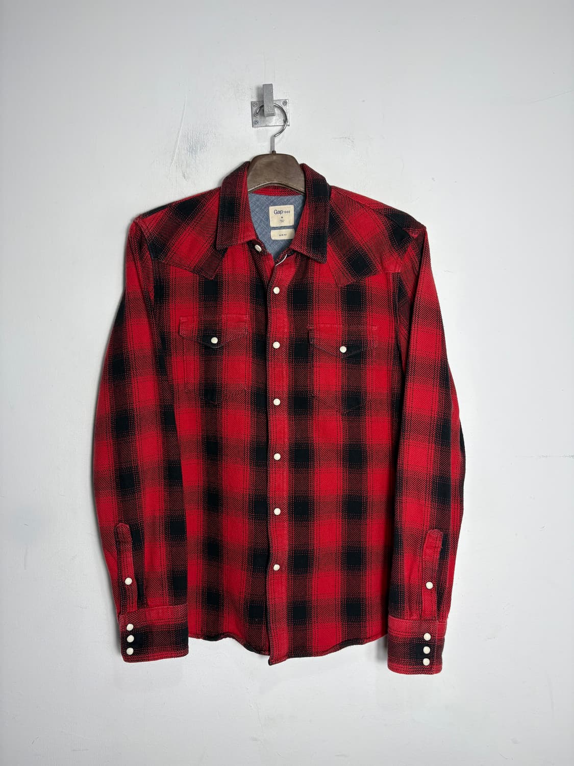 갭 웨스턴 레드 체크 헤비 코튼 셔츠 상품이미지2