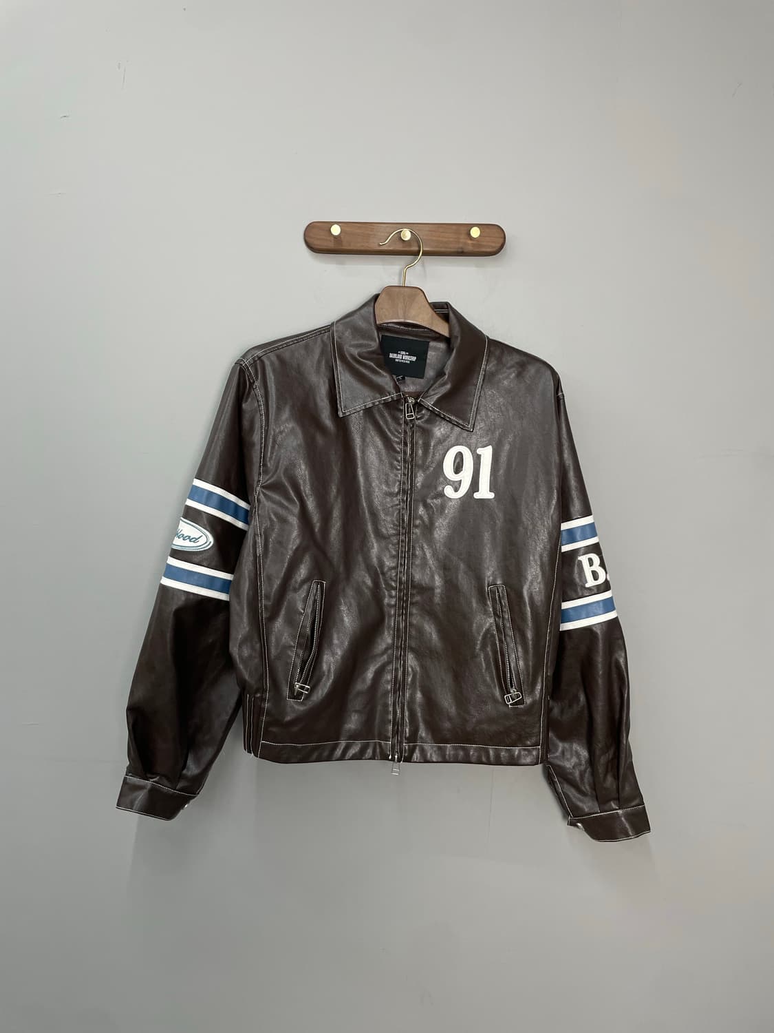 베드블러드 91 레더 브라운 바시티 자켓1663 상품이미지2