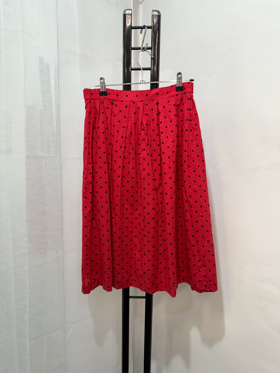 일본빈티지 빨간도트 땡땡이 레드치마 레드스커트 미디치마 3524 상품이미지4