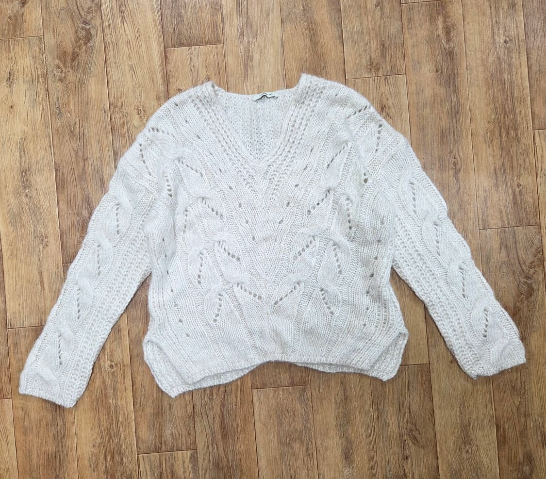 런던플랏(LONDONFLAT) 알파카 브이넥 케이블니트 프리사이즈 새상품 상품이미지3