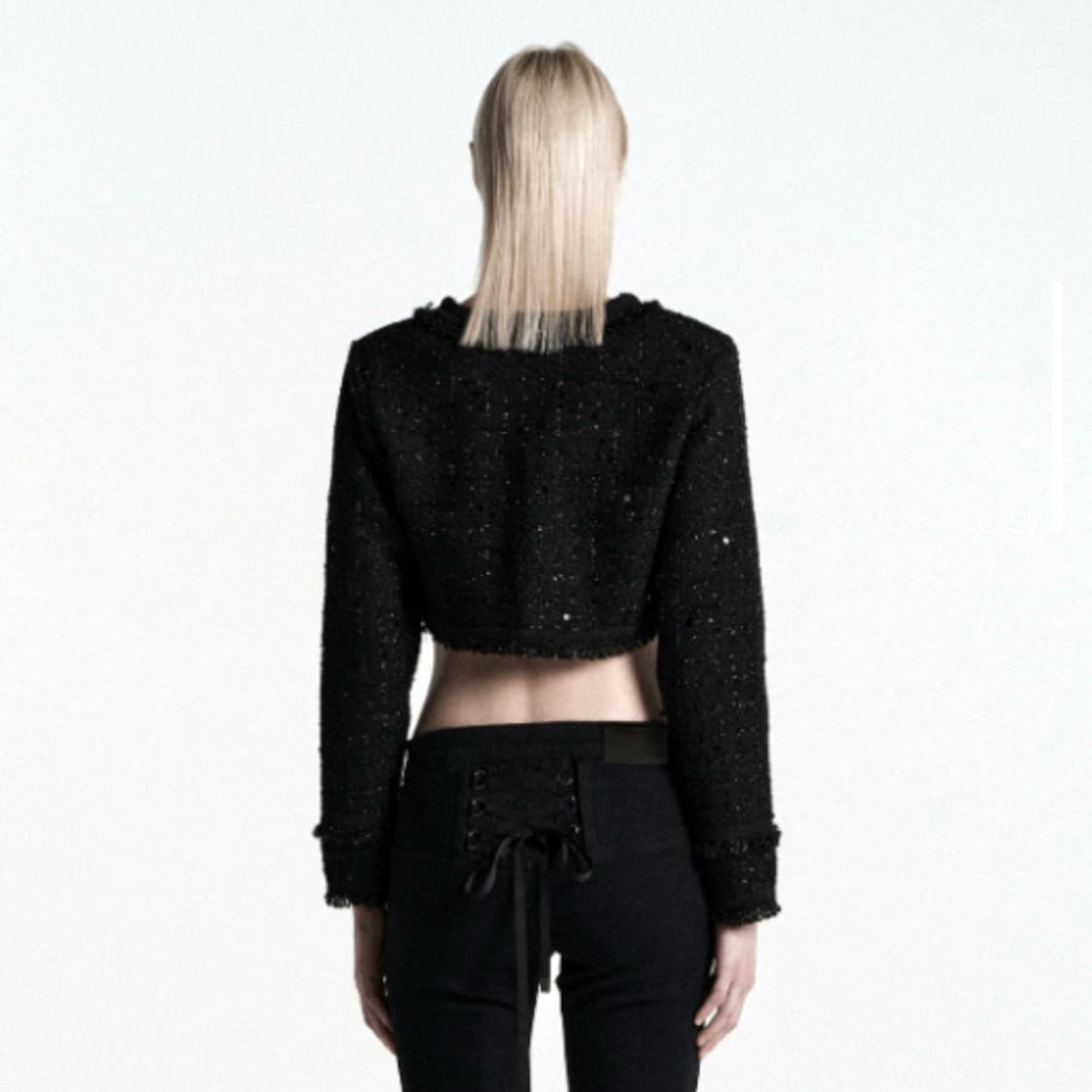 오도어(ODOR) 트위드 크롭 가디건 55-66 새상품 상품이미지2