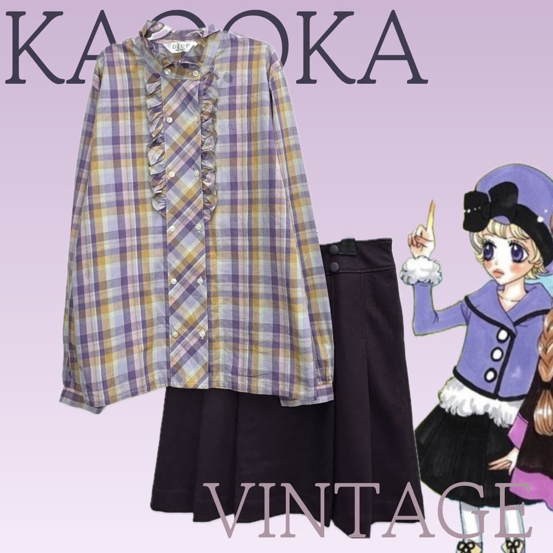 🔮슈슈룬 바닐라의 마법소녀 코디세트🔮 러블리 마계 체크 블라우스 상품이미지1