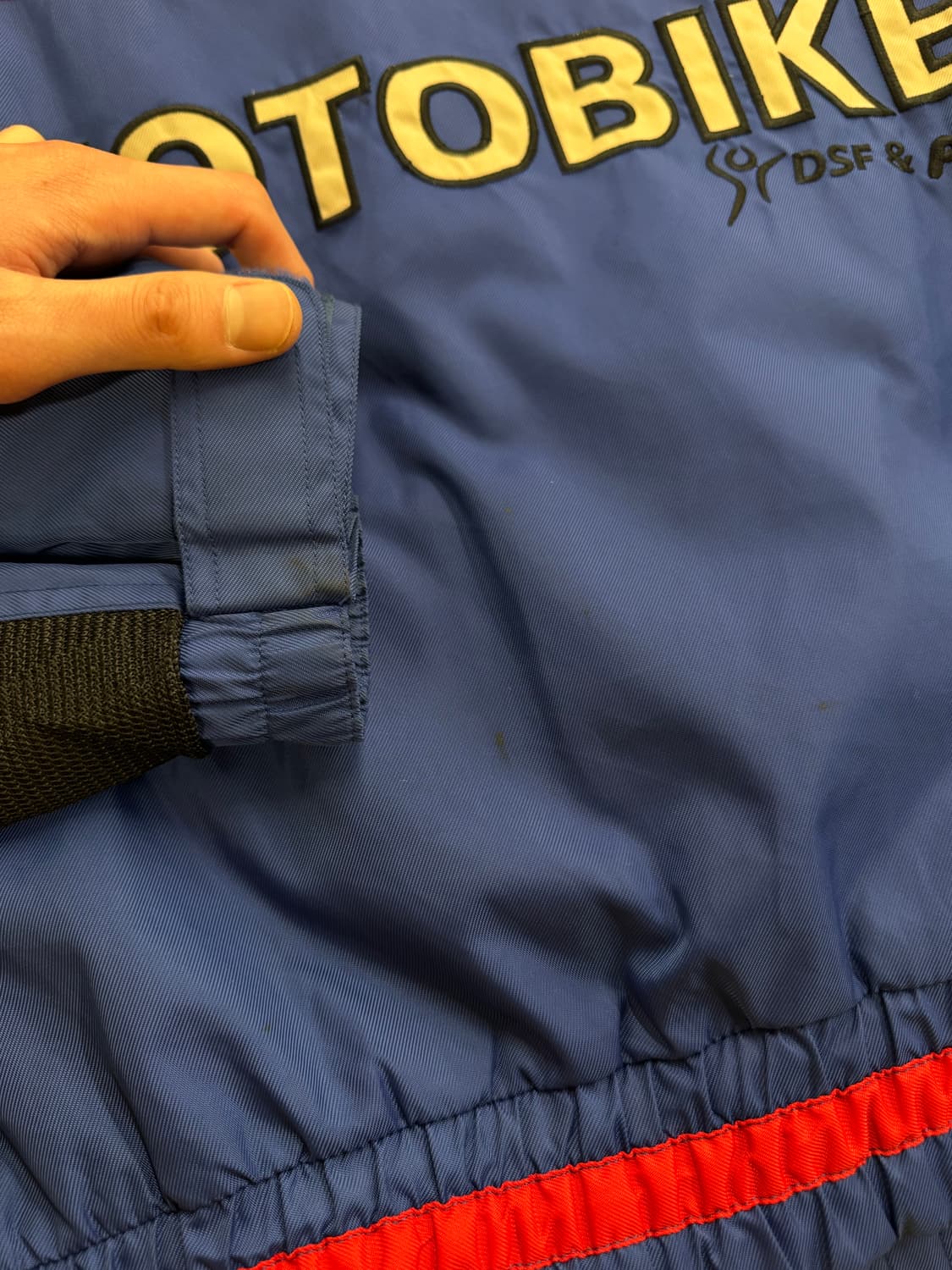 90s 스피글러 나일론 레이싱 자켓 전후면 로고 포인트 블루 블랙 상품이미지6