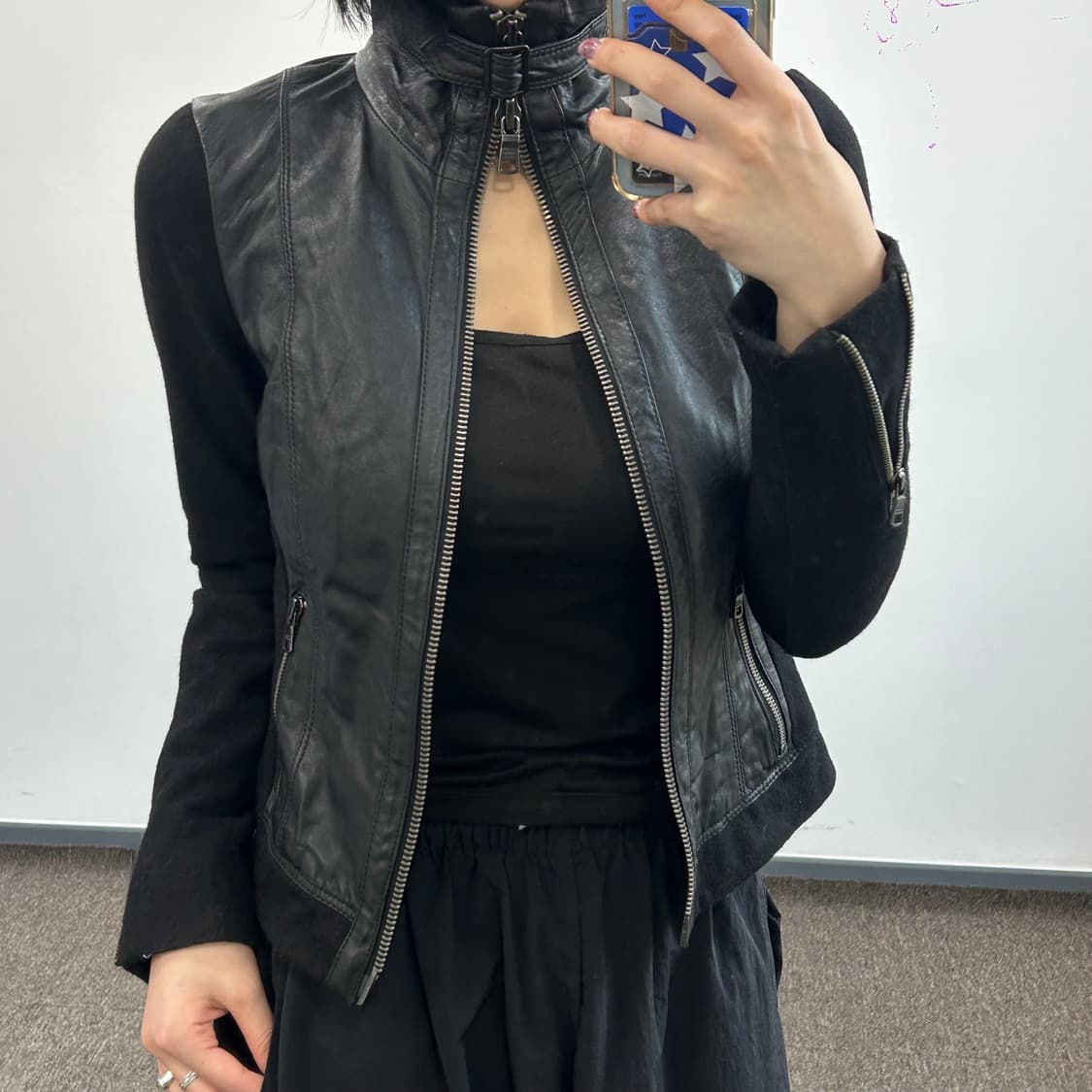 Armani 아르마니 블랙 레더 퍼 무스탕 상품이미지3