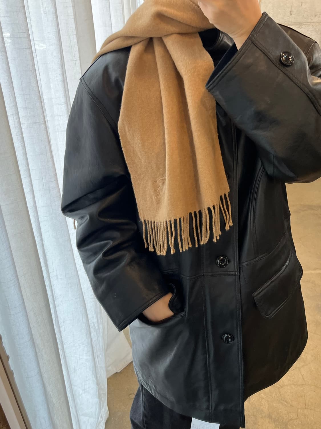 BURBERRY 버버리 캐시미어 로고 머플러 베이지 상품이미지7