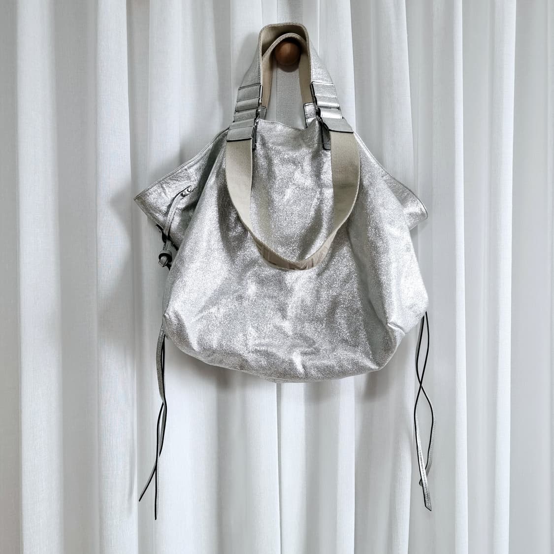 이자벨 마랑 양가죽 메탈릭실버 숄더백 토트백 핸드백 가방 (상태굿) 상품이미지1