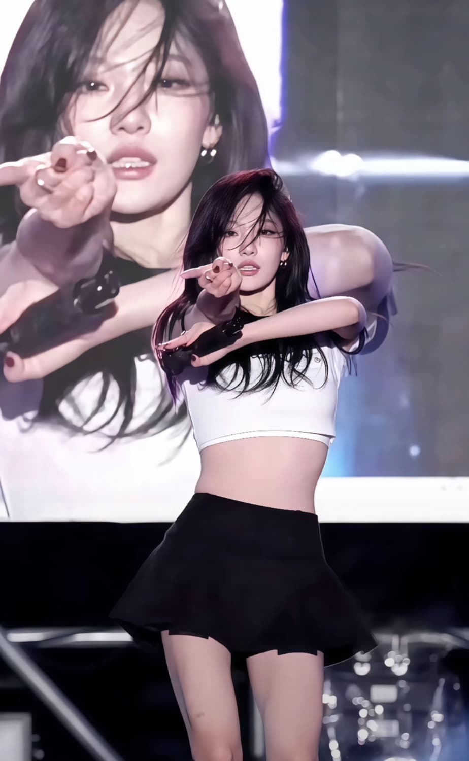 클리시어 허깅 리본 플리츠 스커트 블랙 S 닝닝 상품이미지3