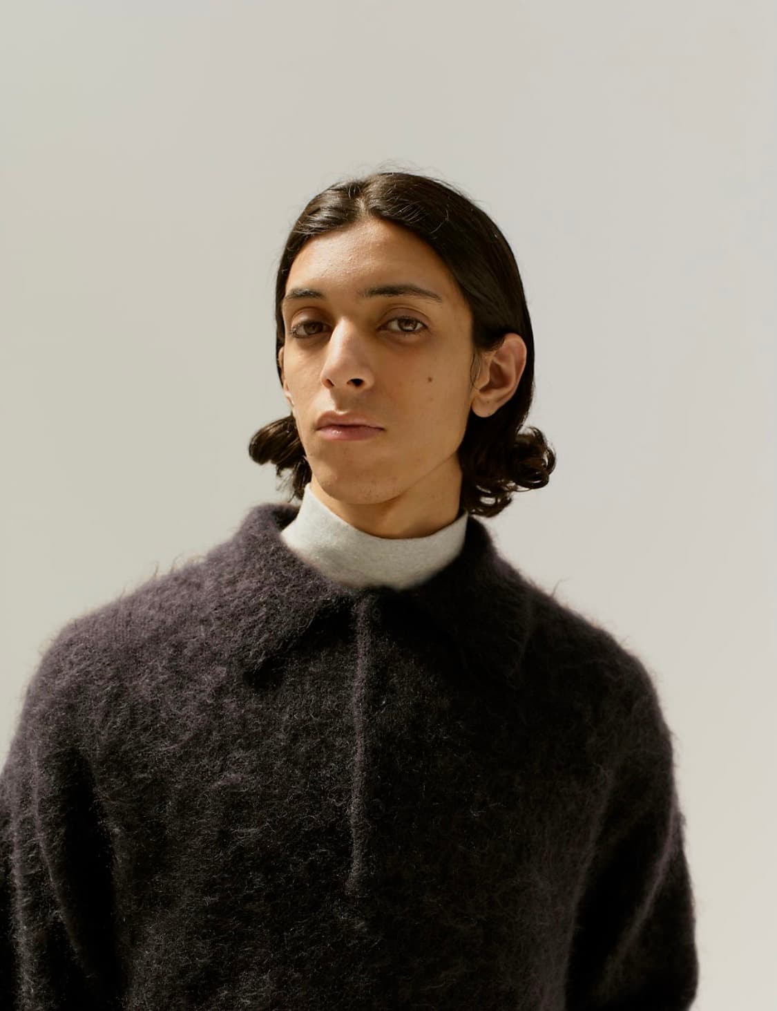 [4] 오라리 브러쉬드 슈퍼키드 모헤어 폴로 니트 다크브라운 상품이미지2