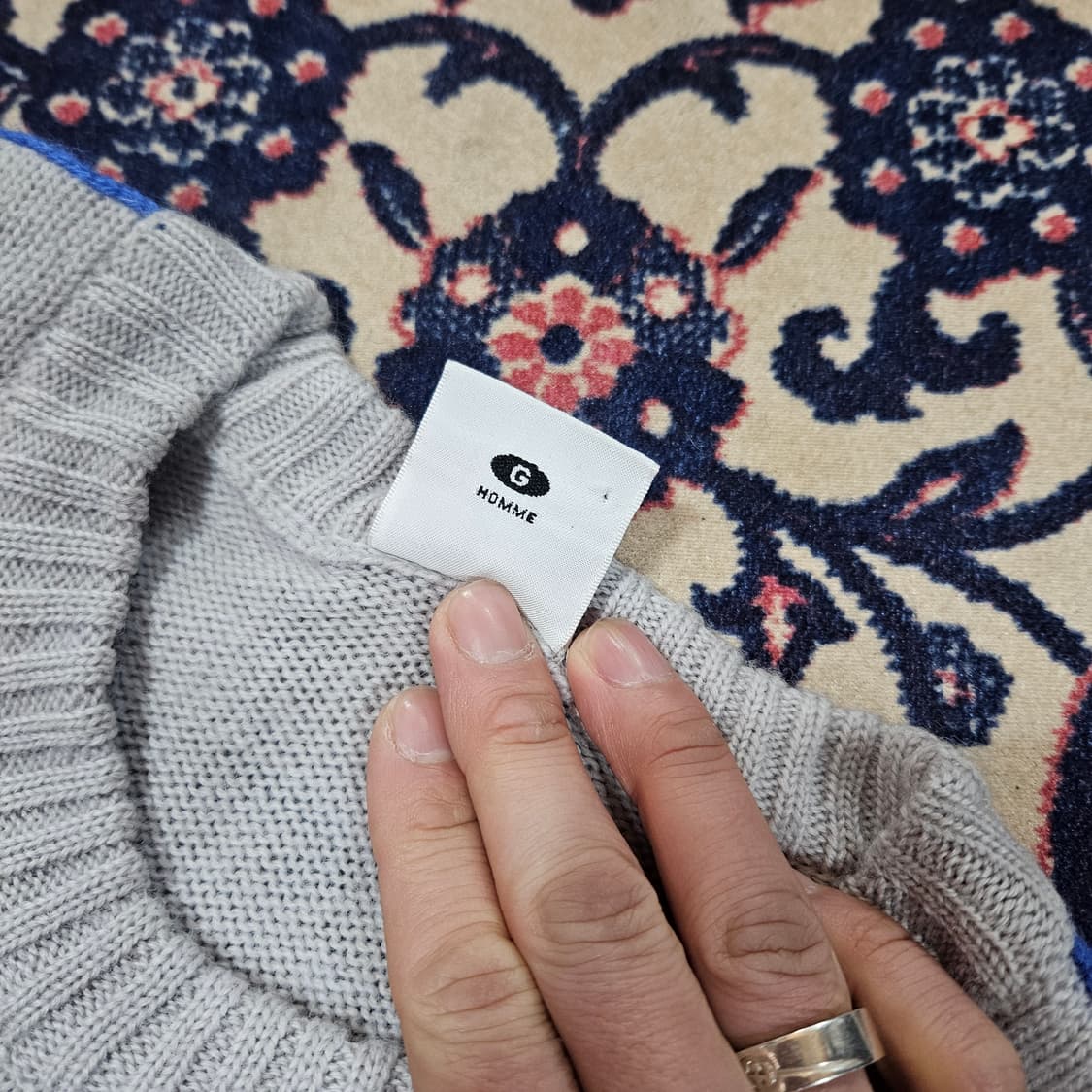 컬럼비아 울 100% 블루라신 라운드넥 니트 스웨터 L 상품이미지6