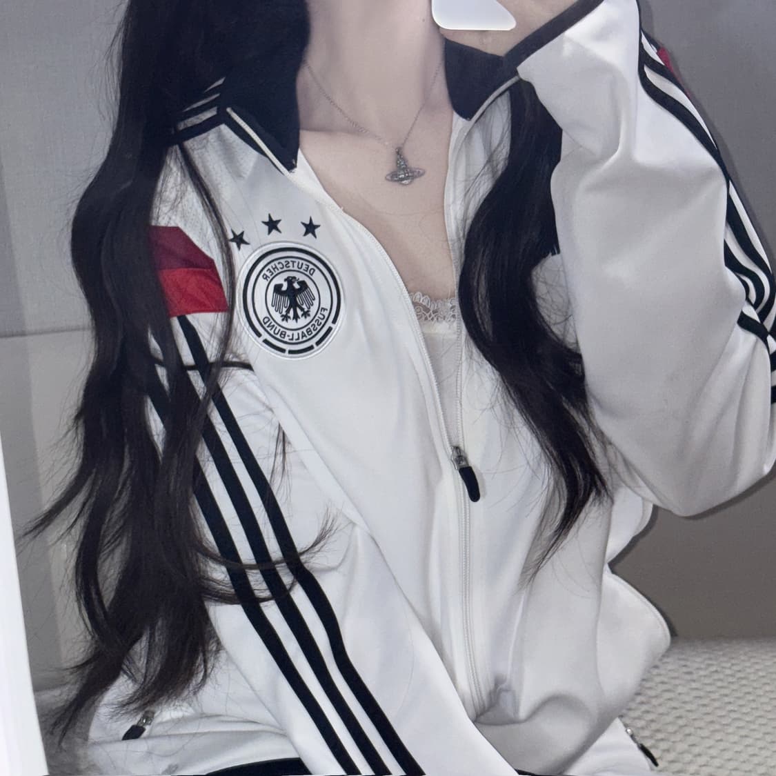 아디다스 독일 축구 국대 삼선 화이트 트랙탑 져지 100 상품이미지1