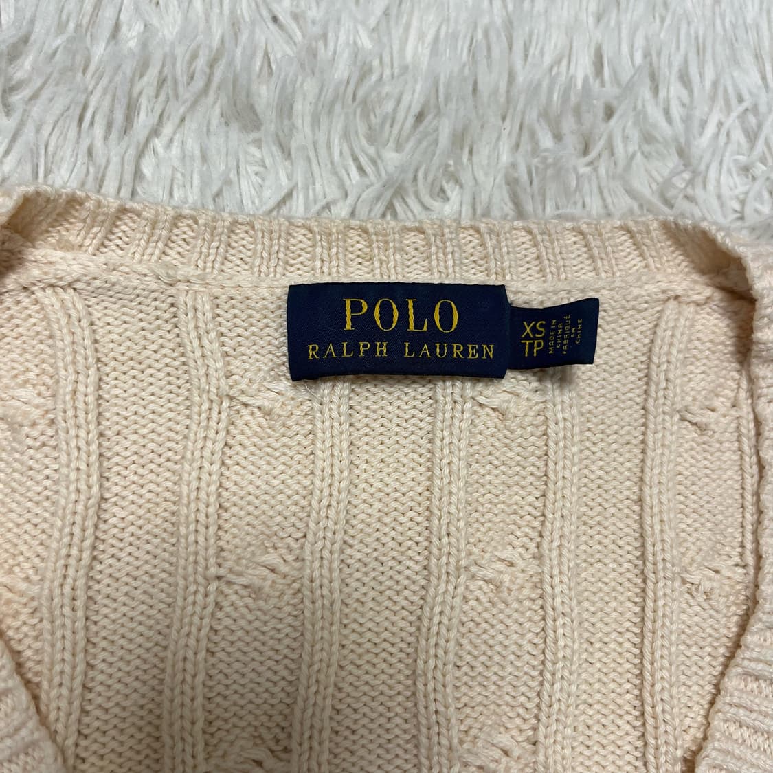 Polo Ivory V-Neck Cable Knit 상품이미지6