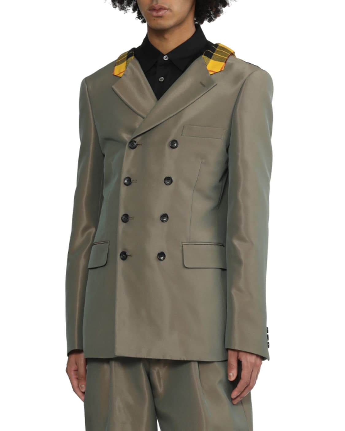 새상품 꼼데가르송 옴므플러스 옐로우 타탄체크 후디 블레이져 M 상품이미지1