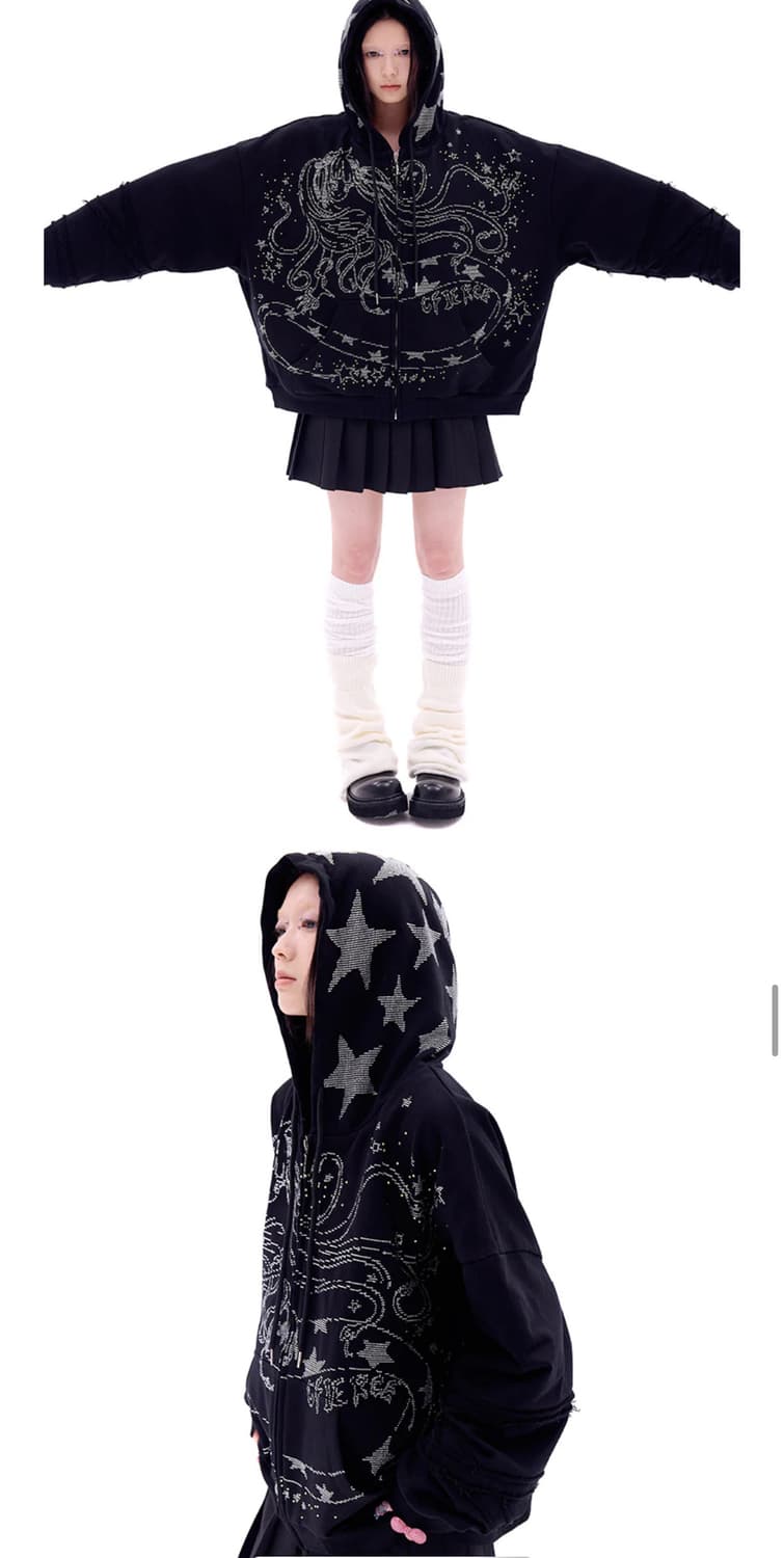 씨피어스 cfierce 스네이크걸 집업 후디 블랙 M사이즈 상품이미지3