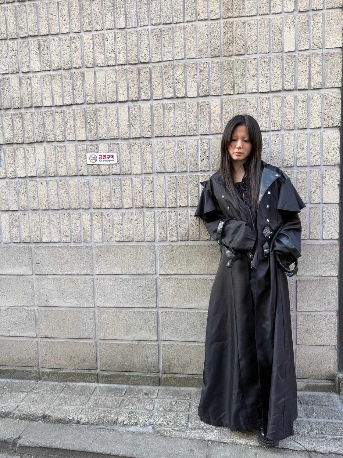 오버핏 고딕 펑크 무드 롱 코트 상품이미지7