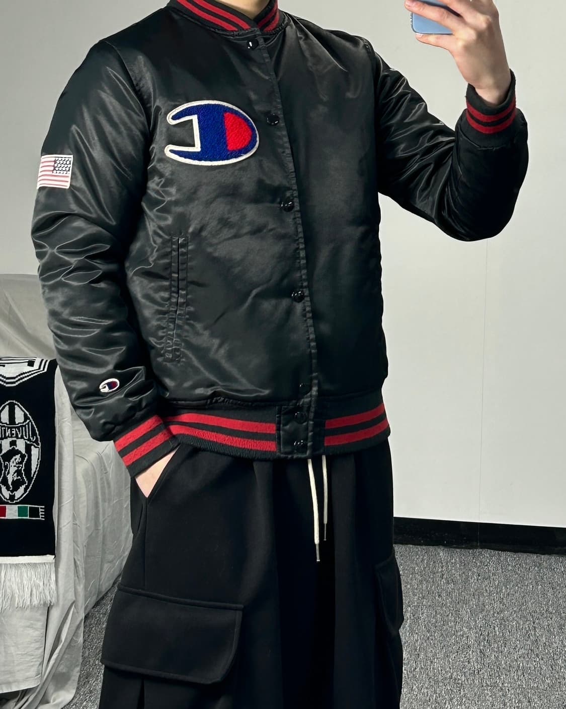 챔피온 빅로고 성조기 바시티 스타디움 자켓  상품이미지2