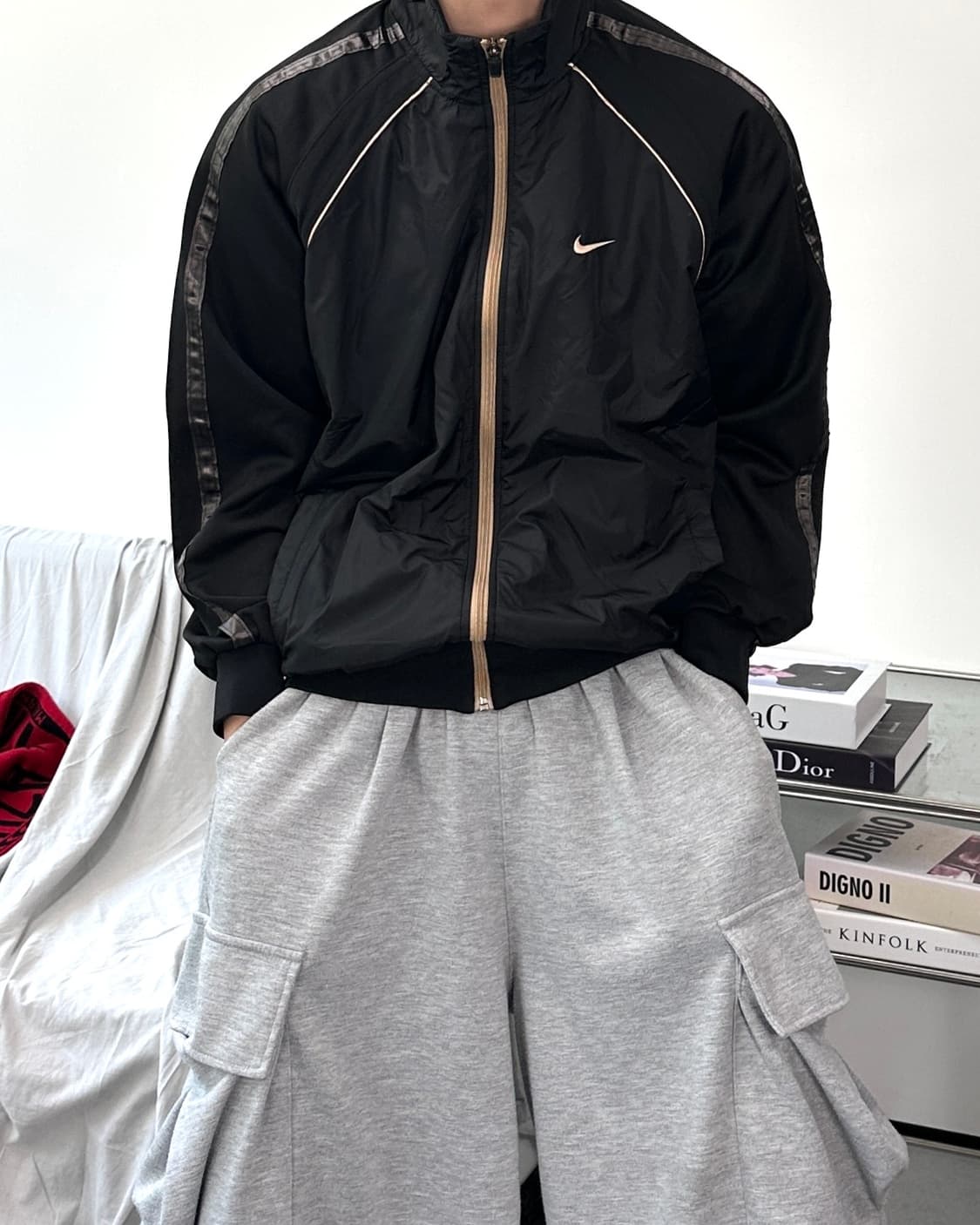 나이키 스우시 사이드라인 블랙 골드 져지 집업 L 상품이미지1