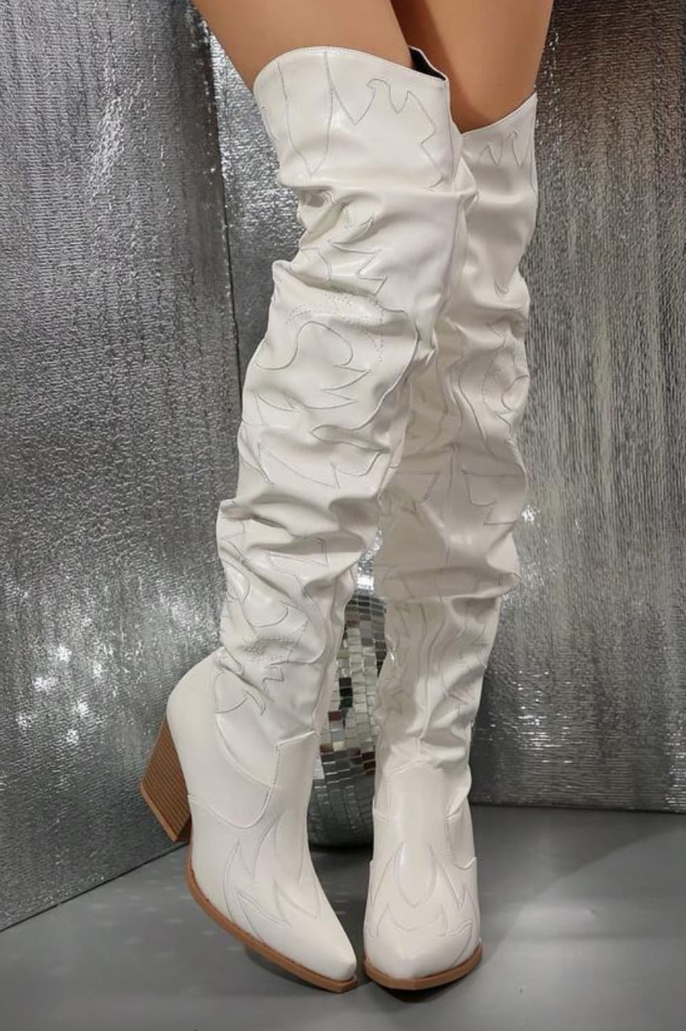 돌스킬 카우보이 싸이하이 부츠 화이트 40 상품이미지1