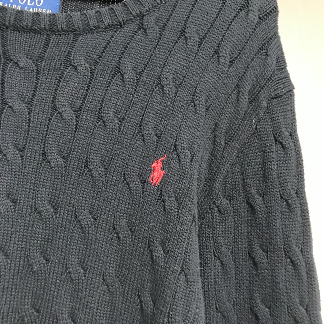 폴로 랄프로렌 케이블 니트 블랙 XL 상품이미지4