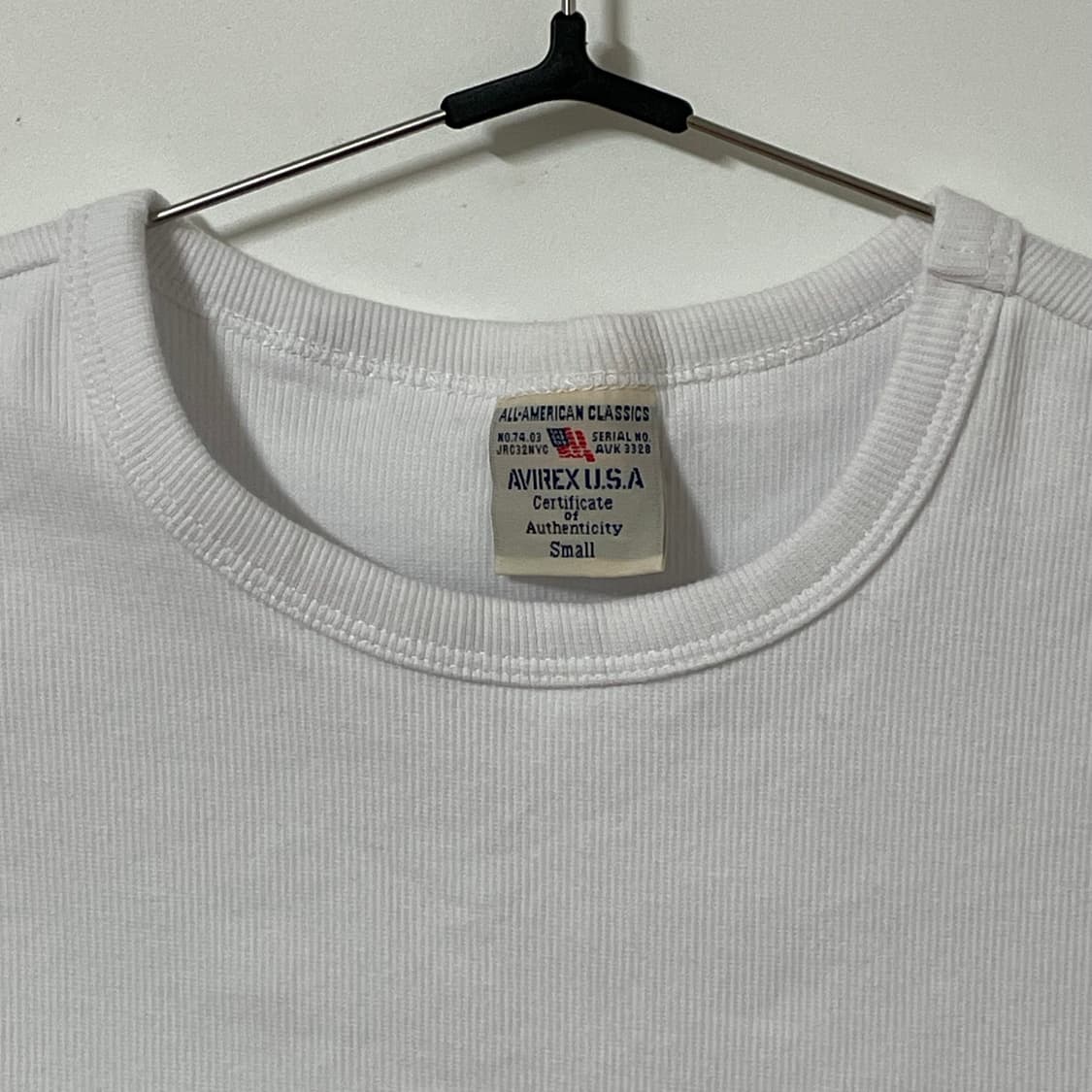 AVIREX WHITE RIBBED SHORT SLEEVE 상품이미지1