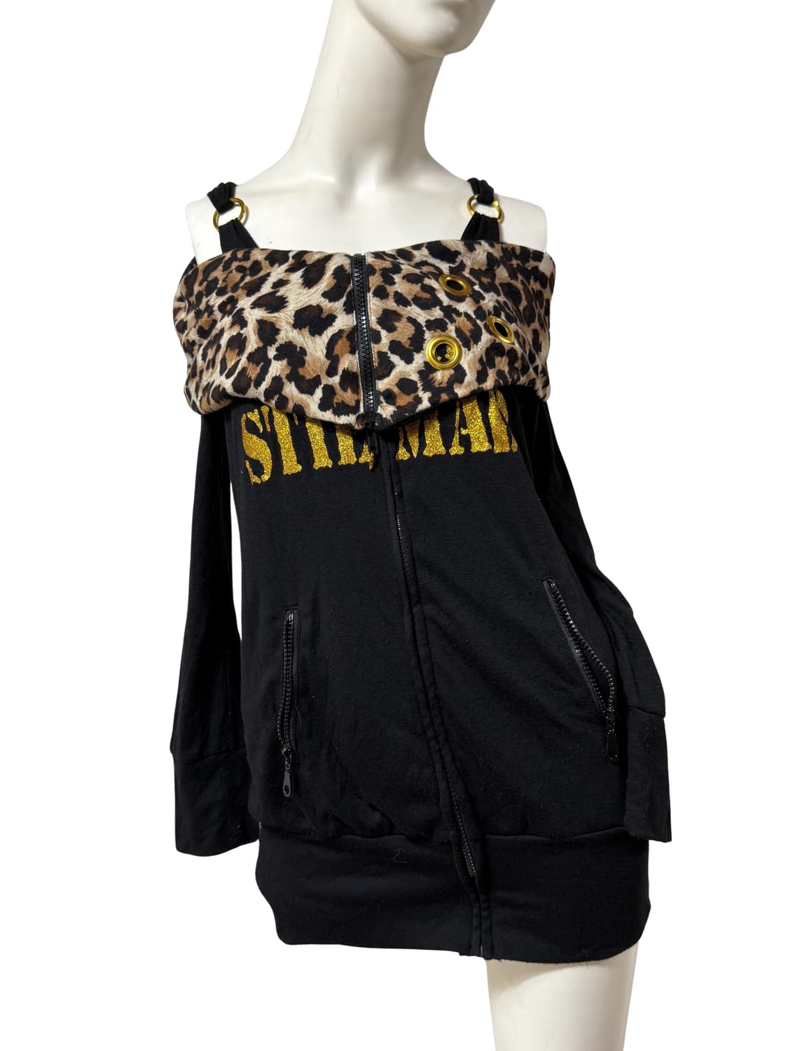 갸루맛 호피 오프숄더 탑 상품이미지1