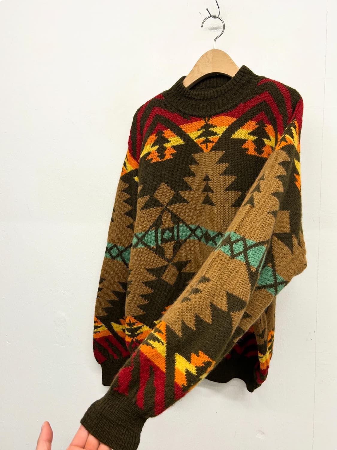 베네통 아즈텍 오르테가 치마요 패턴 니트 상품이미지2