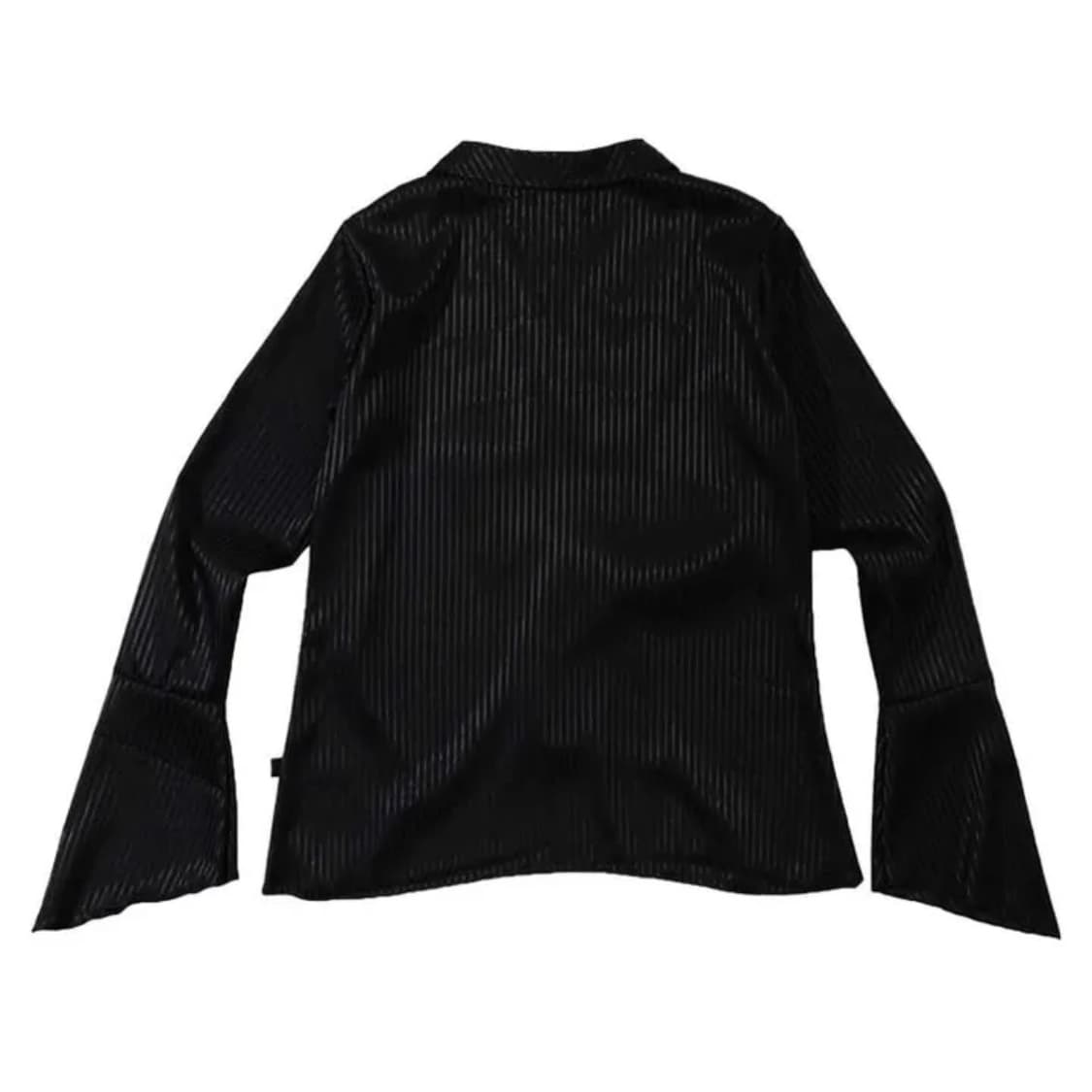 애즈온 스트라이프 새틴셔츠 블랙 상품이미지3