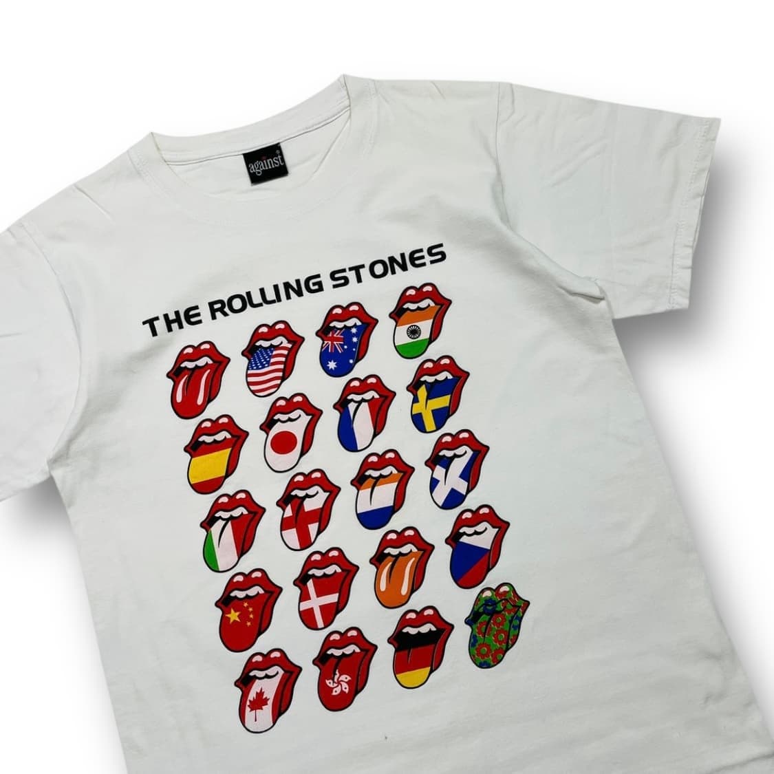 롤링 스톤스 로고 내셔널 플래그 화이트 밴드 반팔티 상품이미지2