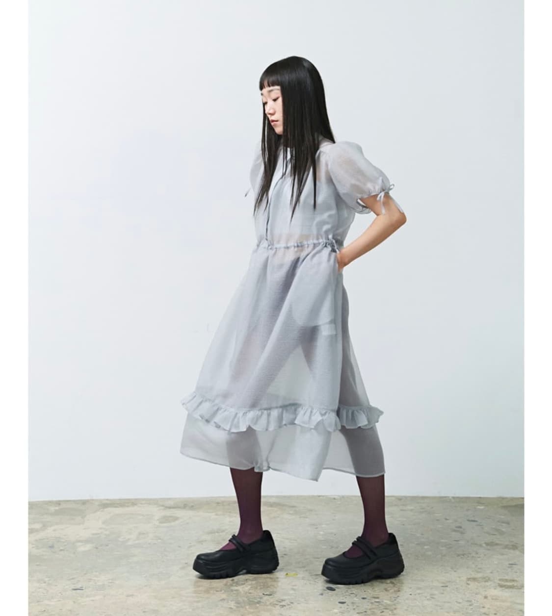 Saengin Studios. 로맨틱 셔링 오르간자 드레스 상품이미지1