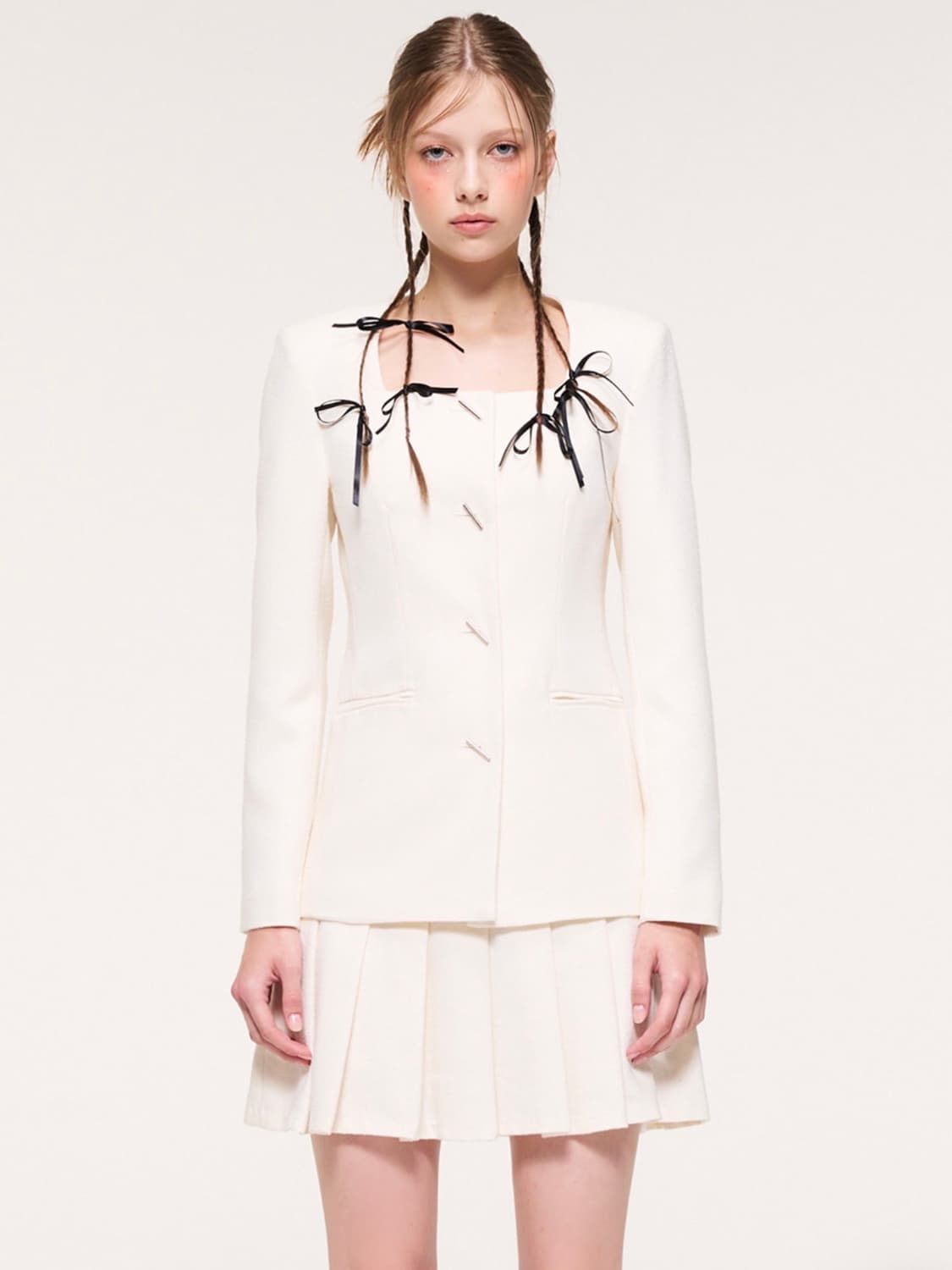 [새상품] 에트몽 스퀘어 넥 롱 드위드 자켓 S 상품이미지1