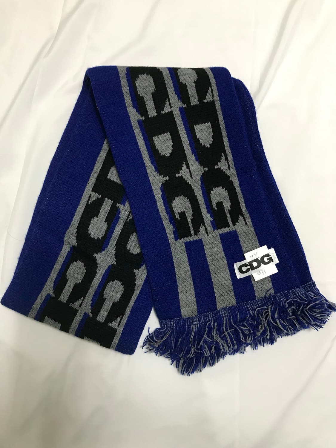 CDG 로고 체크 머플러 블루 상품이미지1