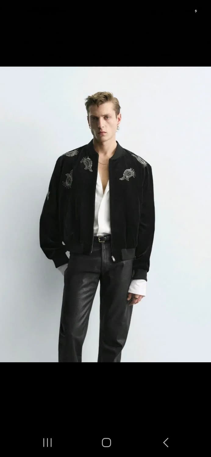 자라 zara 한정판 벨벳 블루종 m사이즈 상품이미지1