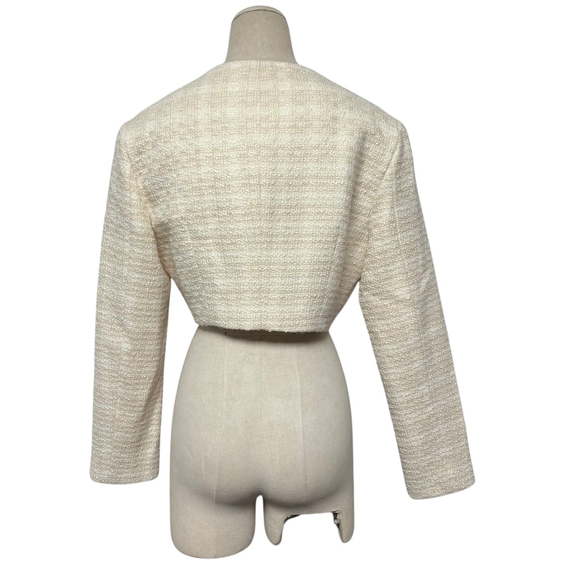 3693 아이보리 베이지 크롭 트위드자켓 상품이미지3