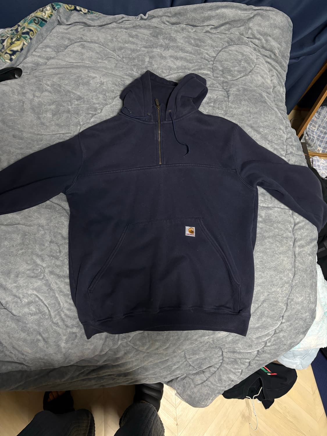 칼하트 포켓로고 네이비 반집업 상품이미지2