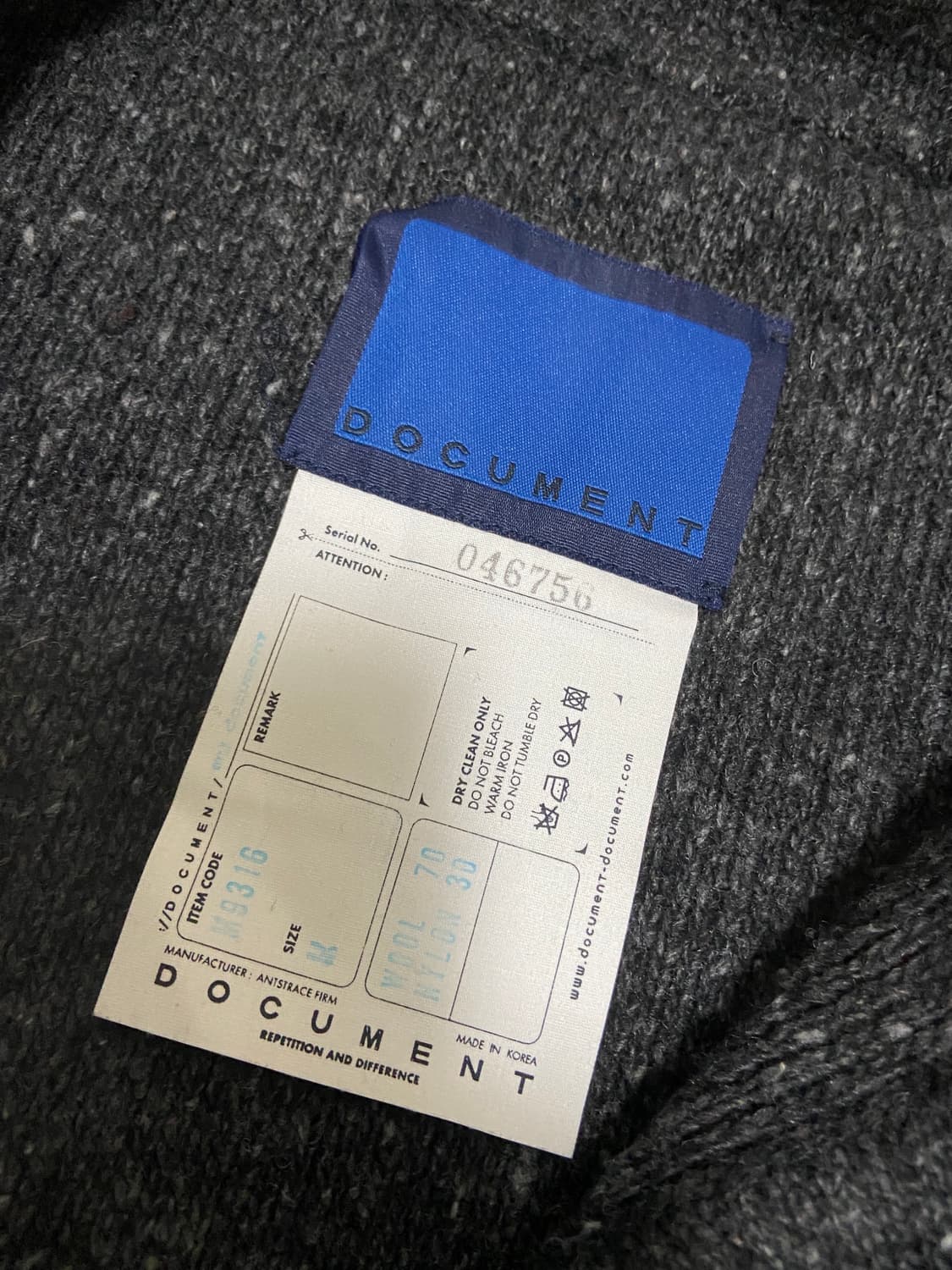 [M]도큐먼트 HEAVY WEIGHT BIG POCKET CARDIGAN 상품이미지5