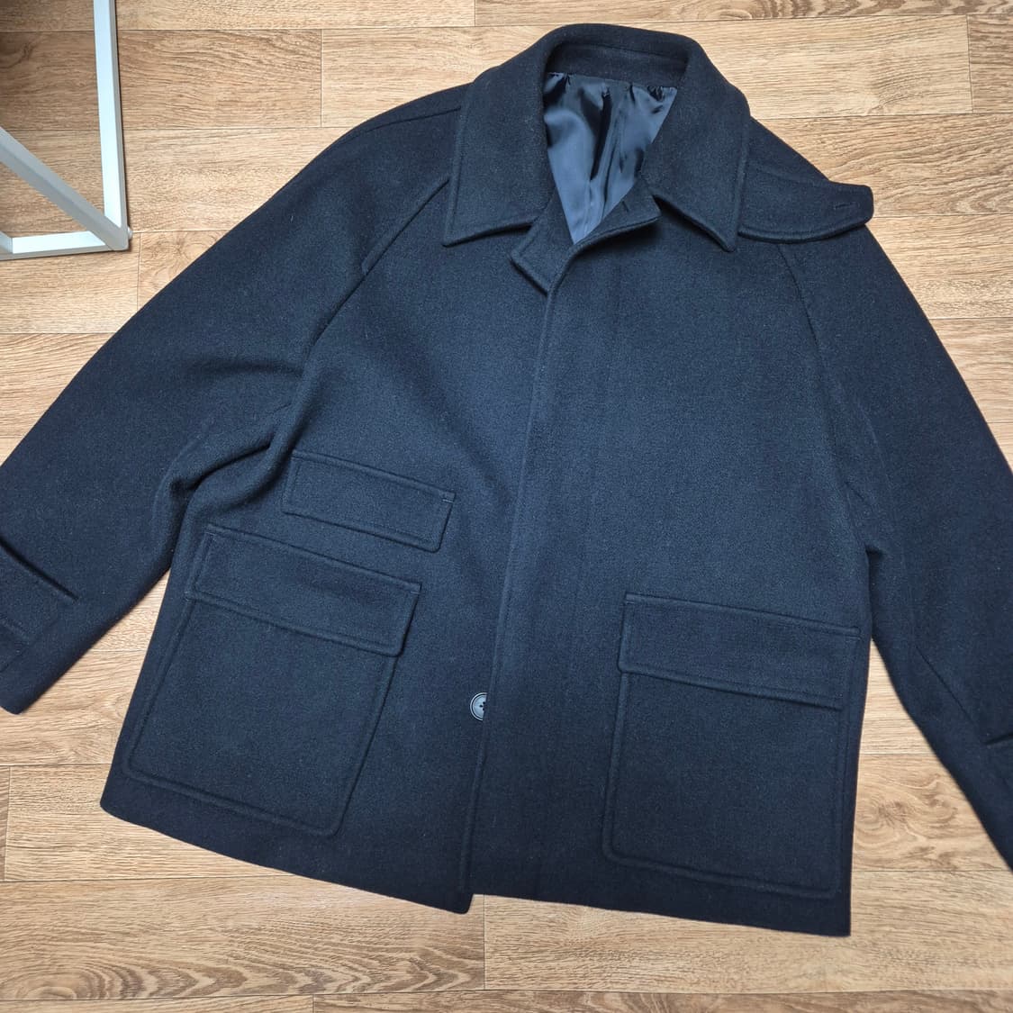 무신사 스탠다드 울블렌드 하프 발마칸 코트 네이비M 상품이미지3