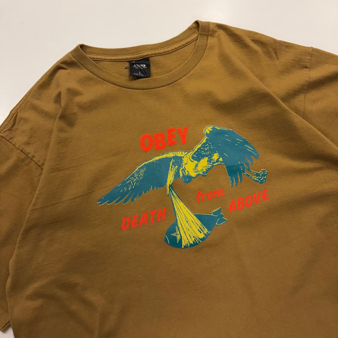 [L] 오베이 OBEY 브라운 반팔 티셔츠 C168 상품이미지3