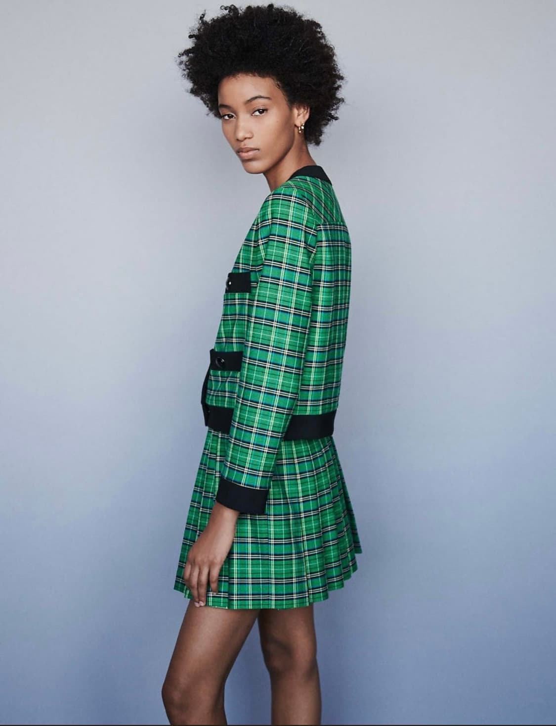 마쥬 maje 초록 체크 가디건 상품이미지4