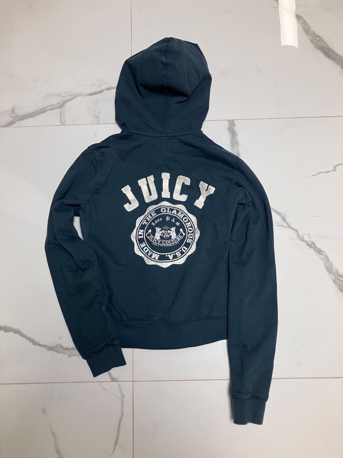 Y2K 쥬시 꾸뛰르 (초 희귀) 코튼 후드 집업 네이비 크레스트 상품이미지1