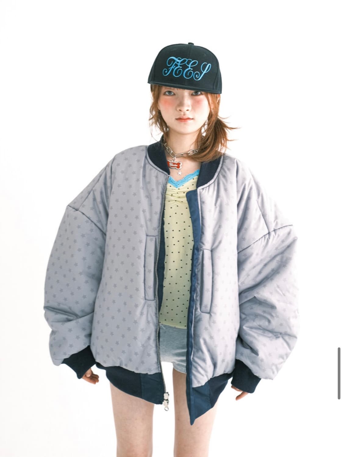 샵페어리 patch bomber padded jacket navy 상품이미지6