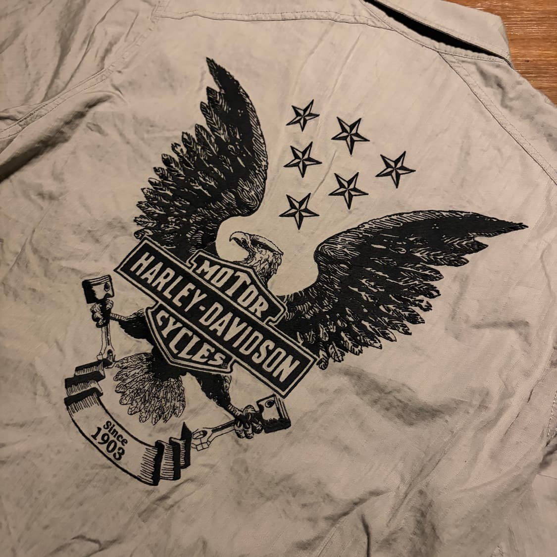 HARLEY DAVIDSON 자수 하프 워크 셔츠 그레이 상품이미지2