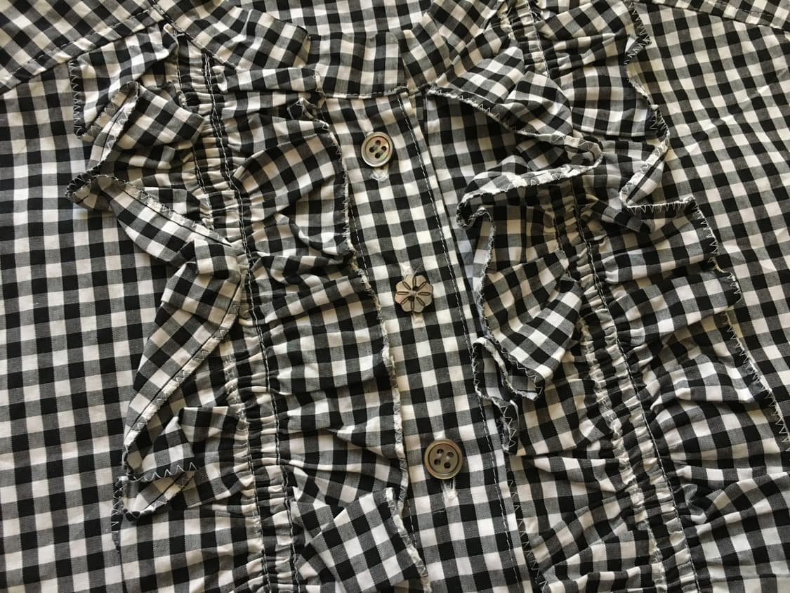 꼼데st 프릴 체크 7부 셔츠 상품이미지5